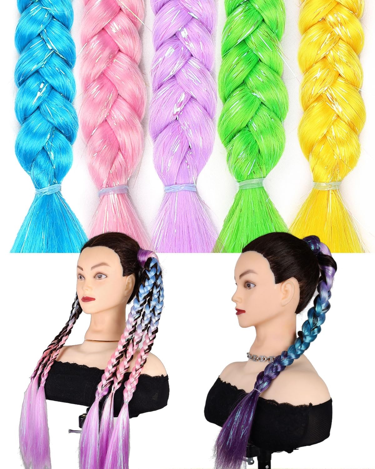 Ponytail Extension With Hair Tie 26 inch Colored Hair Extensions for Braiding…