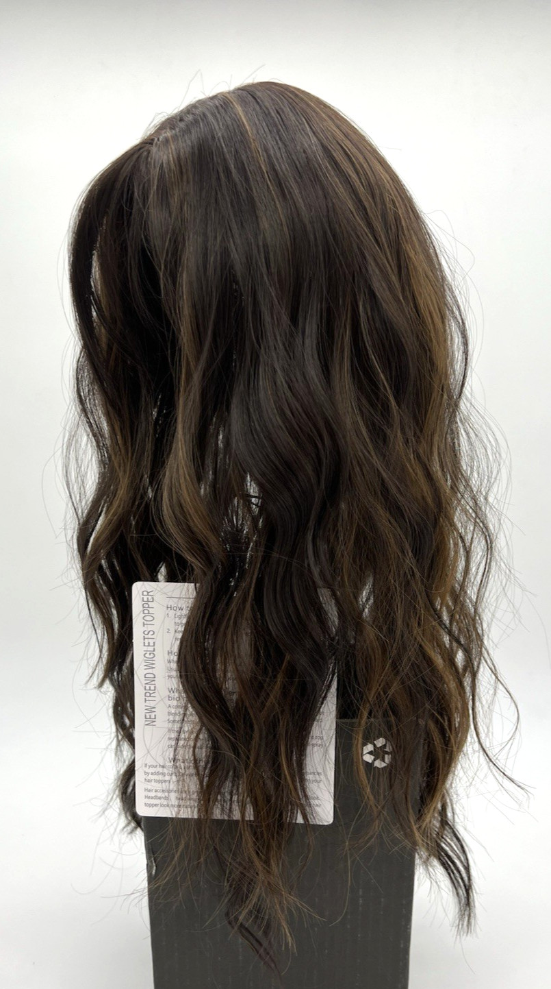 Brown w/ Highlights Long Wavy 20in Women Premium Hair Topper