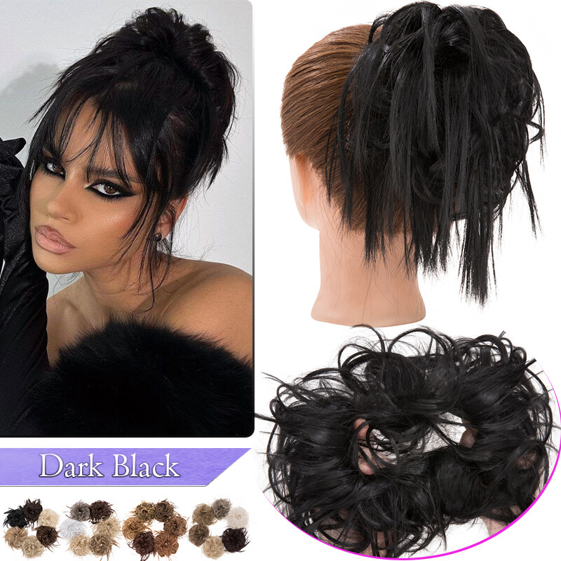 MESSY THICK Bun Hair Piece Scrunchie Updo Wrap Extensions Straight Real As Human