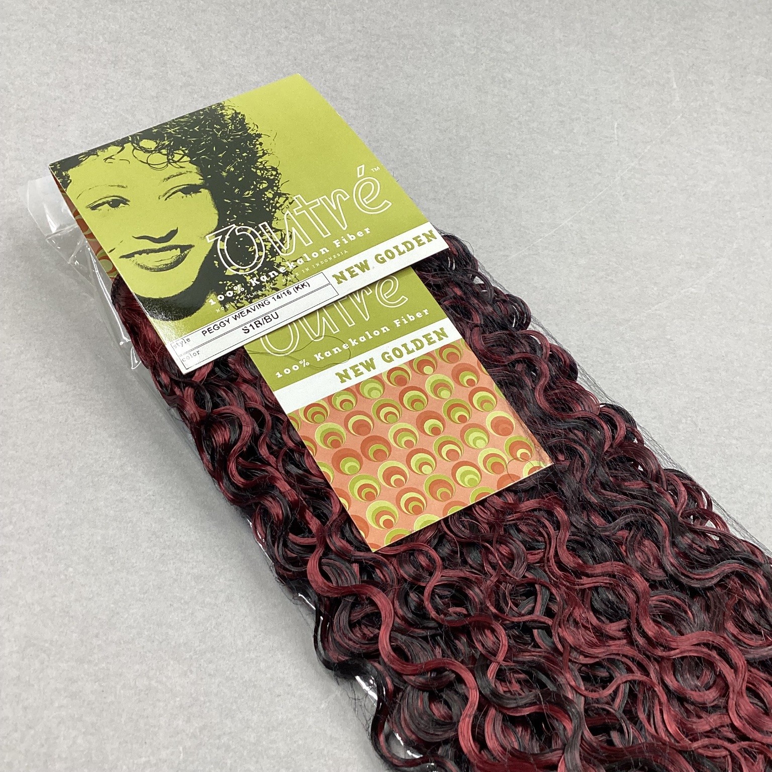 Outré Peggy Weaving Hair Extensions 14/16″ Kanekalon Curly Black Red Tone