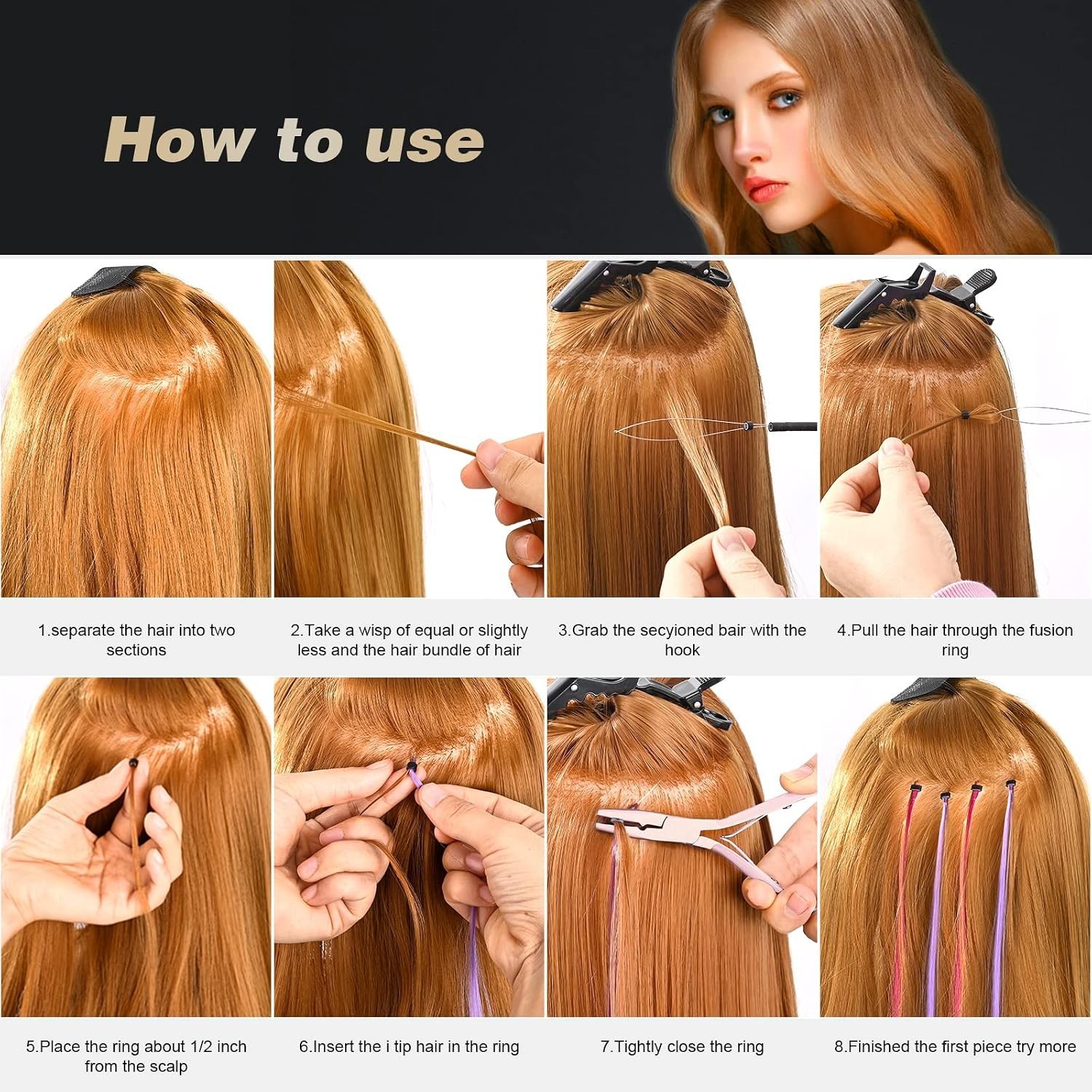 Elegant Pink Hair Extension Tool Set – Durable Beading Pliers & Hook Included