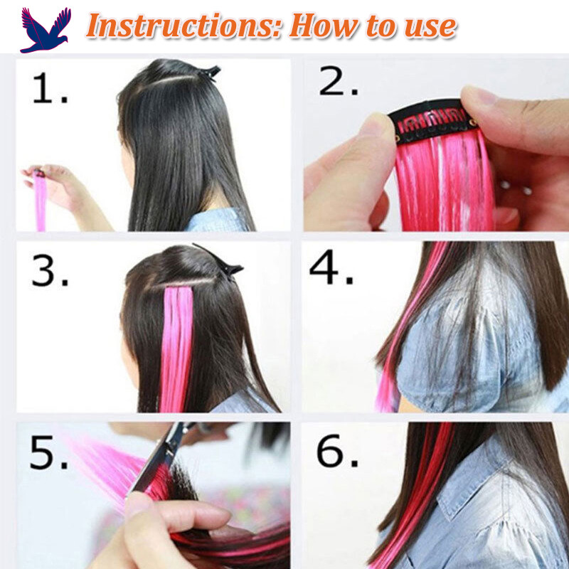 10Piece Colors Clip In Highlight Hair Streaks Hair Extensions Multi-color Braids