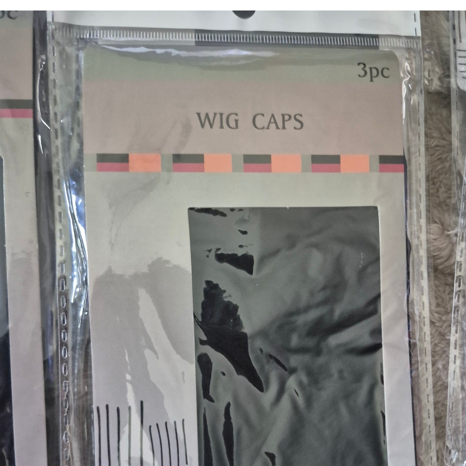 12 3pc Black Wig Caps Set Stocking Cap Hair Greenbrier International DT062/3