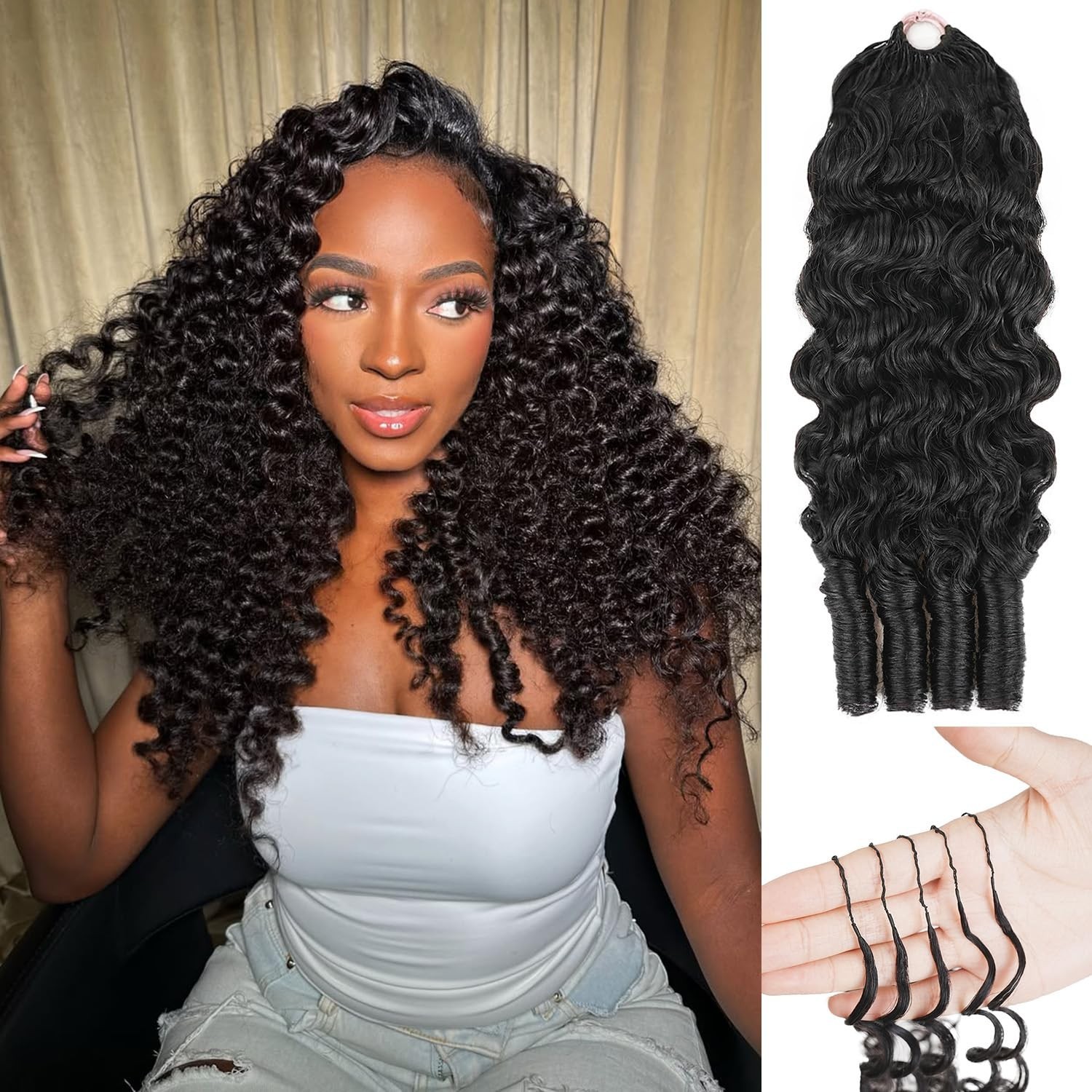 18″ Curly Crochet Hair for Black Women – Pre-Separated Knotless Bundles, Reusabl