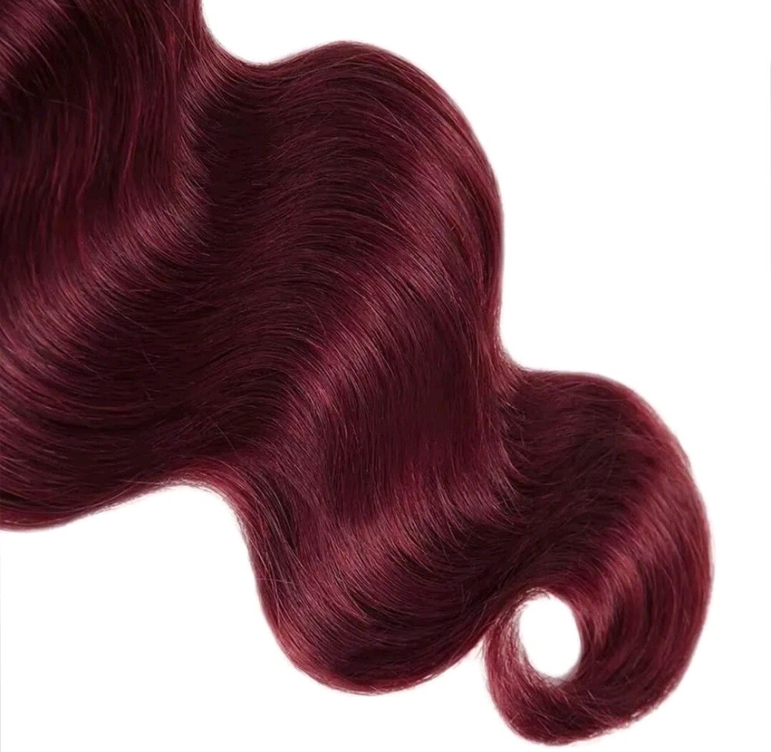 12A BRAZILIAN VIRGIN HUMAN HAIR 99J BURGUNDY WINE 20+20+20INCHES 300g BODY WAVES