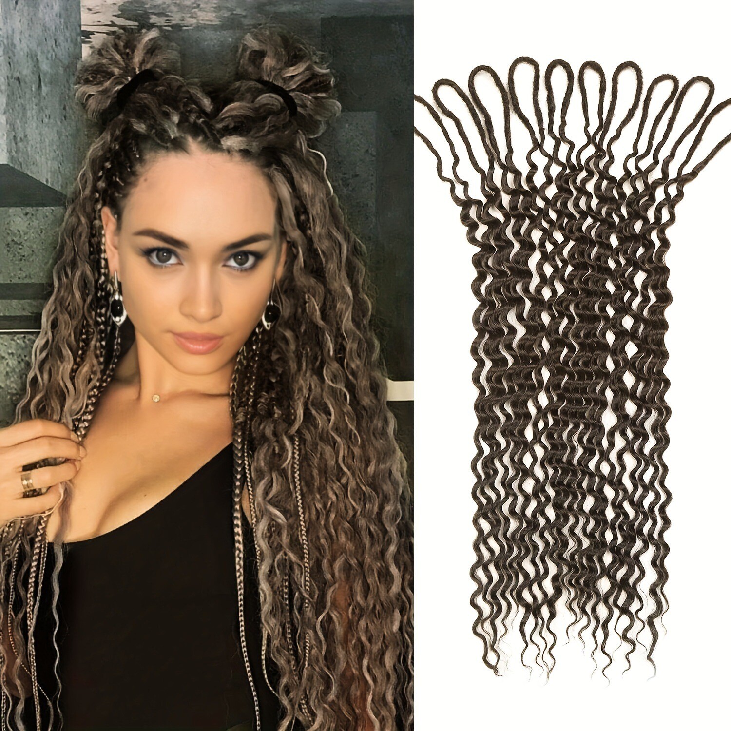 Auburn Double Curly Ended Dreadlocks Extensions 24inch Soft Boho Locs 10/20/30s