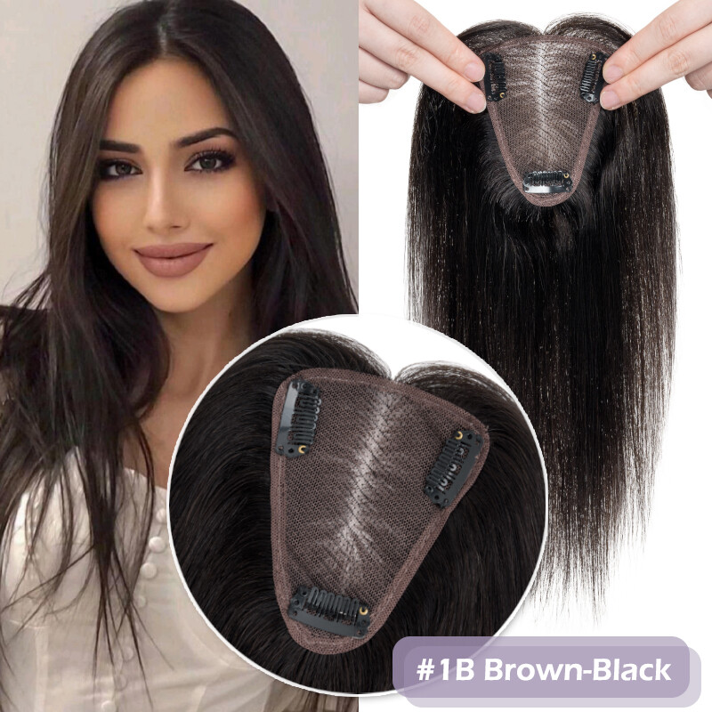 Free Part Women Topper REAL Human Hair Top Toupee Piece Clip in REMY Hairpiece A