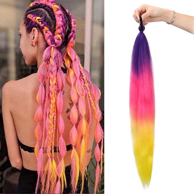Synthetic Ombre Elastic Band Ponytail Hair Extension DIY Twist Braid for Women