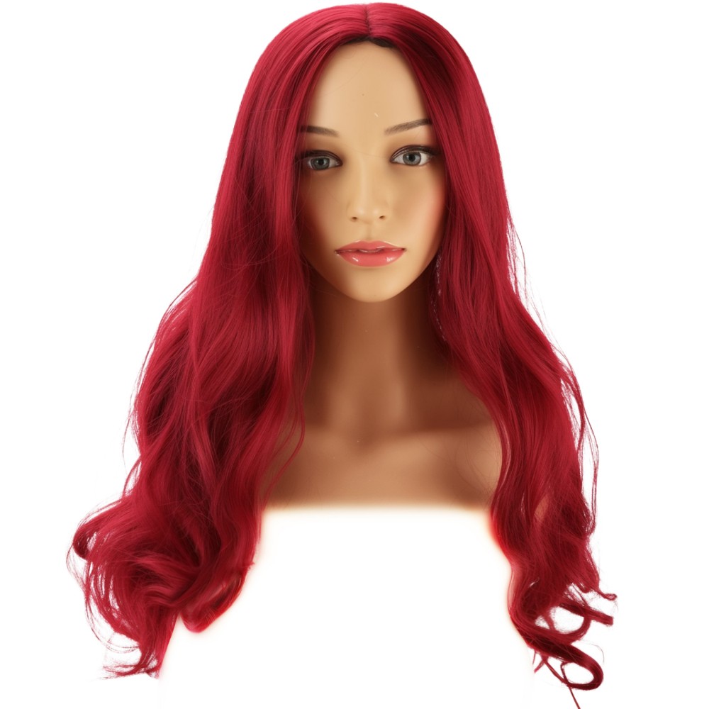 Women’s Trendy Long Curly Afro Wig for Everyday Use in Black and Wine Red Colors