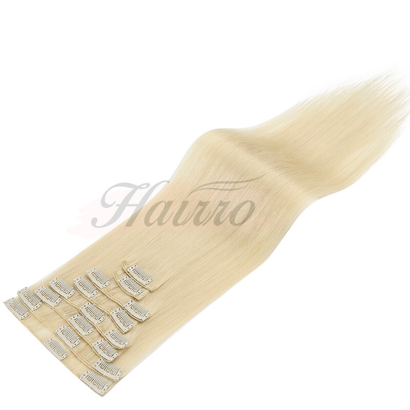 Double Drawn Clip In 9A+ Real Remy Human Hair Extensions 8PCS 18CLIPS Full Head