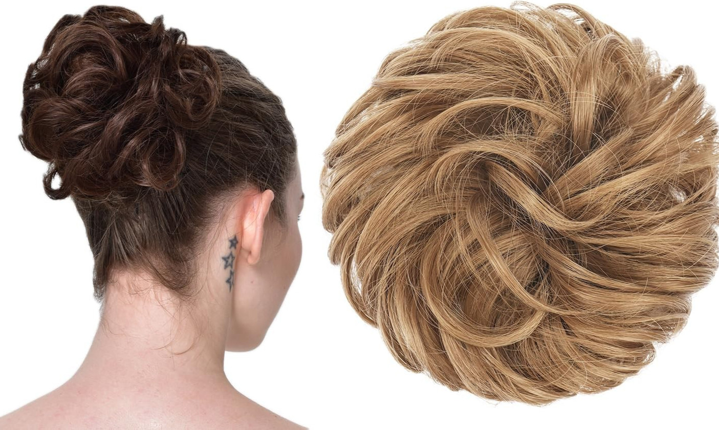 Messy Bun Hair Piece Strawberry Blonde 27 30 mix elastic wavy scrunchie chignon