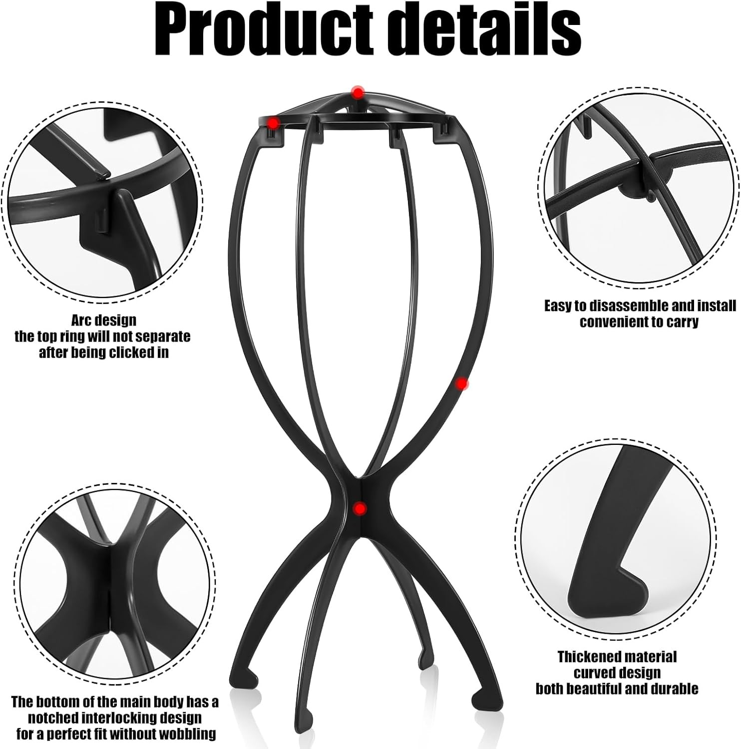 Wig Stand, Portable Wig Holder Wig Head Stand for All Wigs Travel Wig Hair Styli