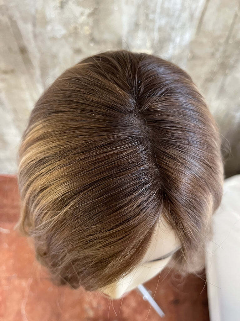 100% Virgin Human Hair Wig Dirty Blond Highlight Jewish Wigs for Women 18inch