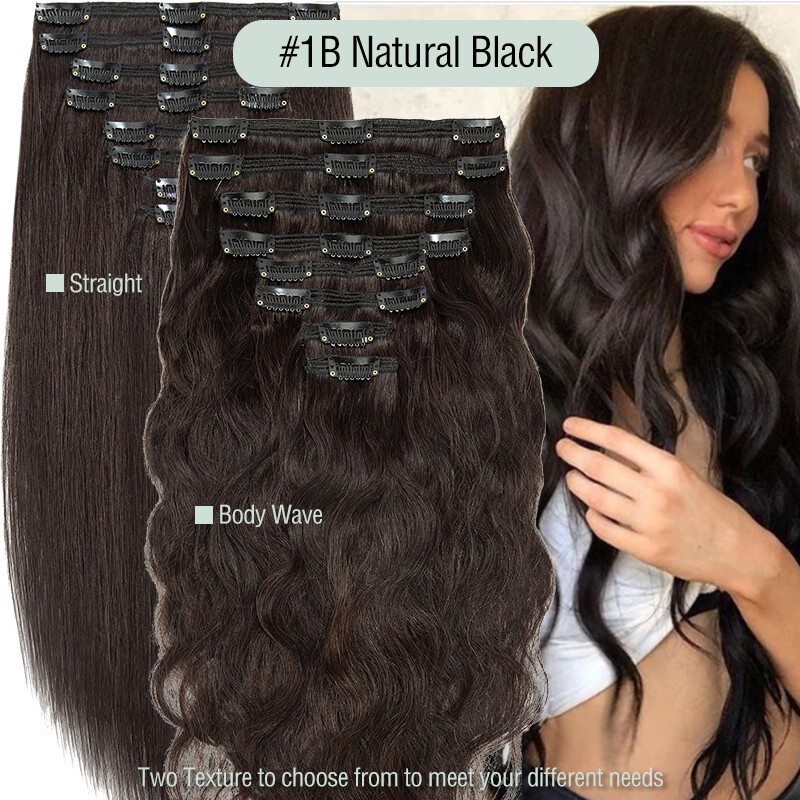 10-24″ Double Wefts Clip in 100% Remy Human Hair Extensions Full Head Long THICK