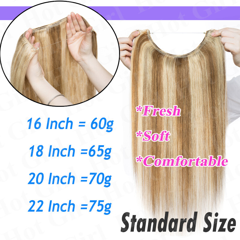 Secret Headband Wire In Remy Human Hair Extensions Ombre No Clip In One Piece US