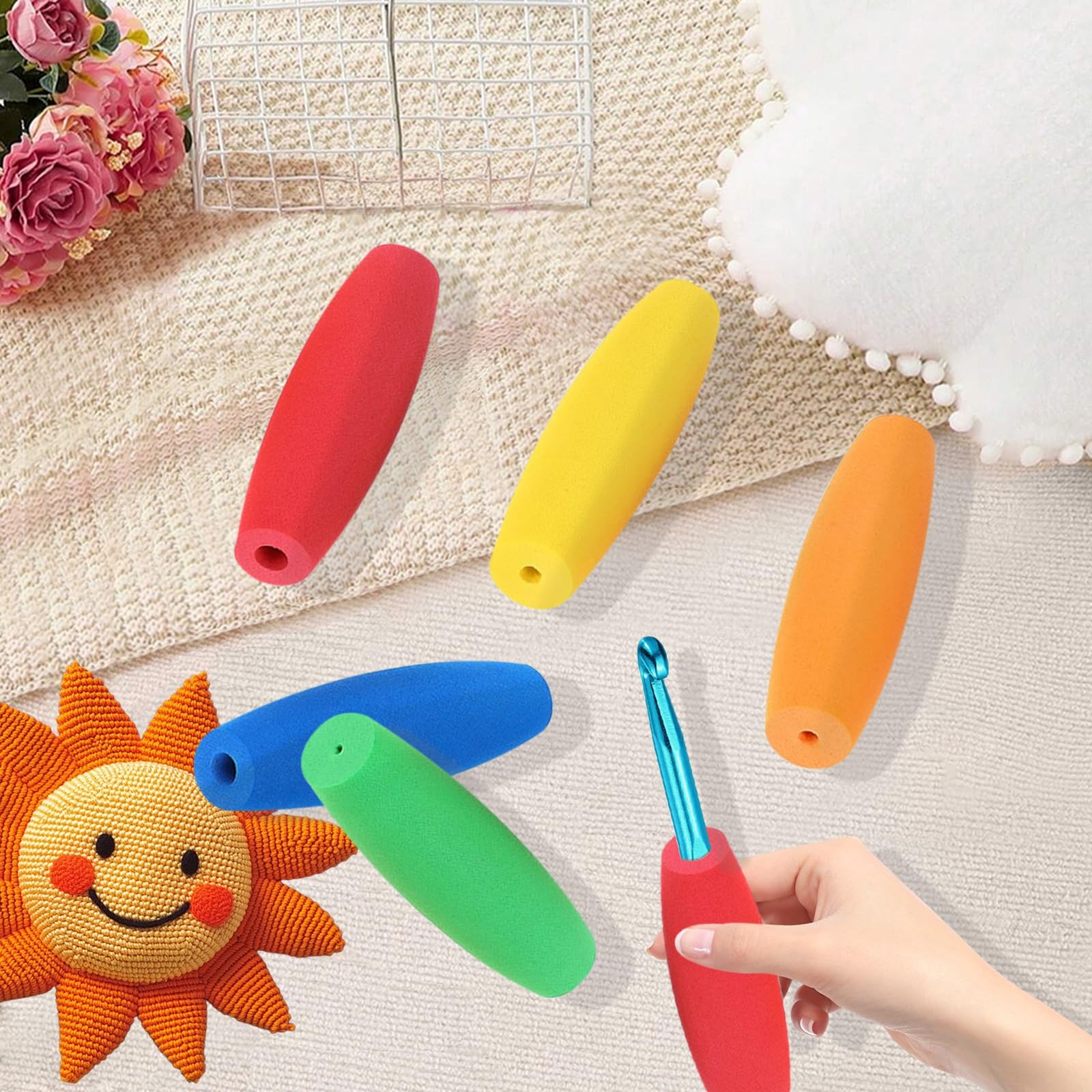 HEYLEAYAR Multicolor Crochet Hooks Grips Set, 5Pcs 2mm-10mm, Multi-Color