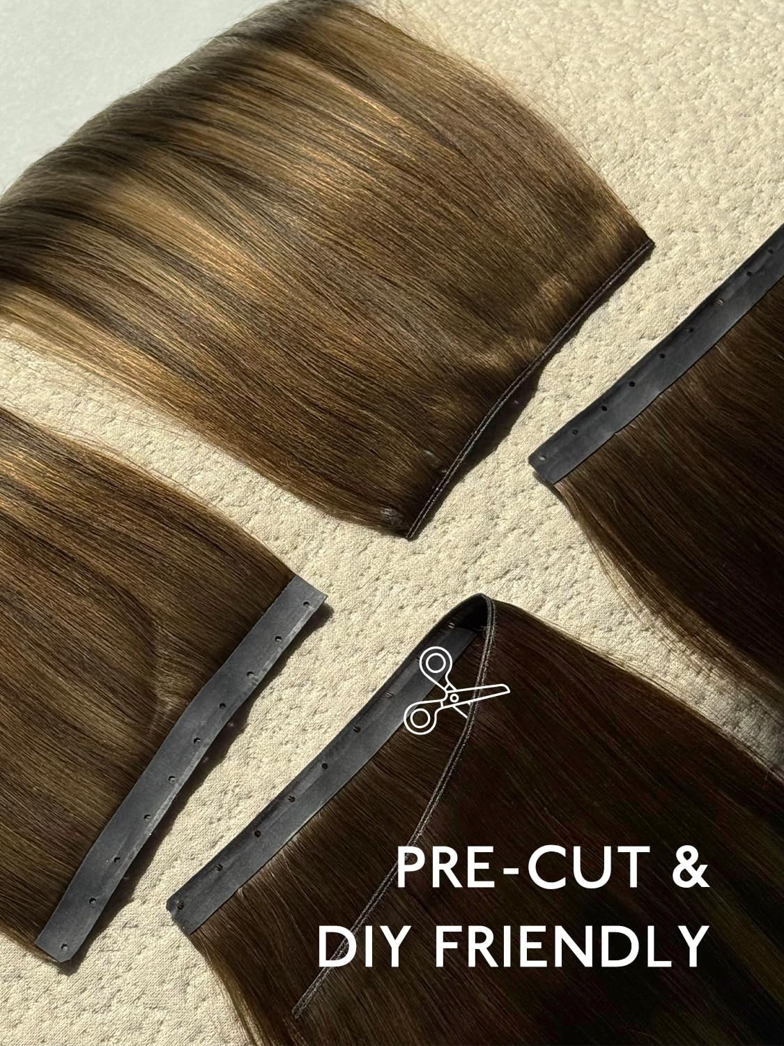 WENNALIFE 3PCS Butterfly Weft Hair Extensions Human Hair 18 Inch 110g Balayage C