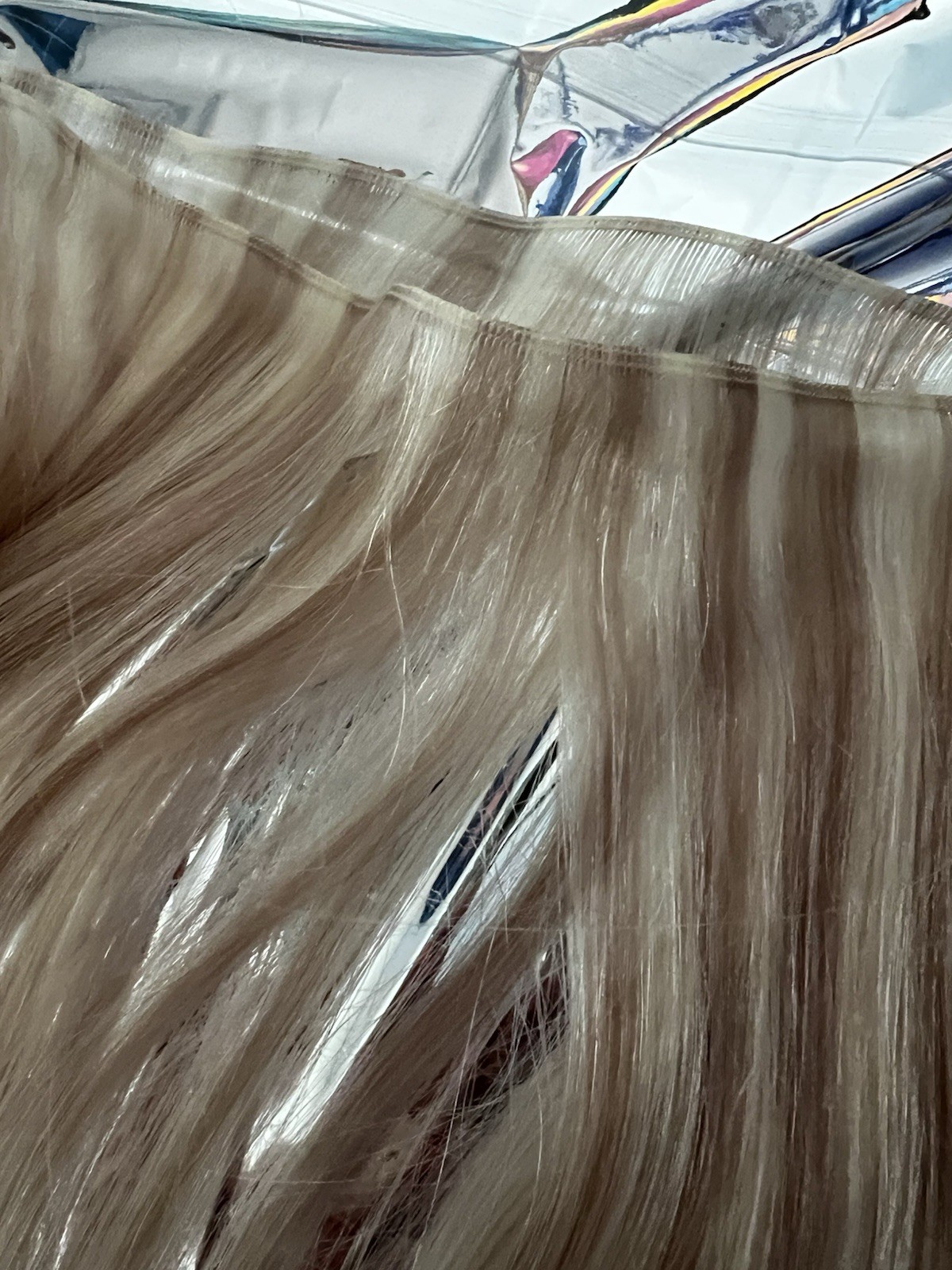 Blonde With Highlights Infinity Hair Extension Weft 22 Inch Long