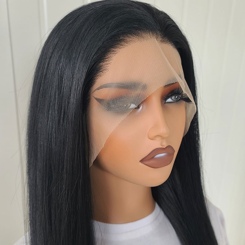 Heat Resistant Synthetic Hair Frontal Lace Wig Layered Black Long Straight
