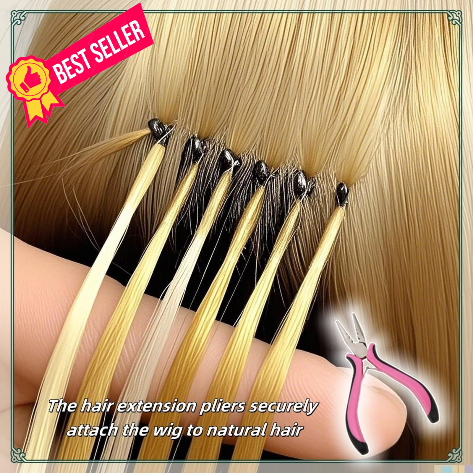Hair Extension Pliers with 3-Hole Design for Micro and Nano Rings, MINI, Pink