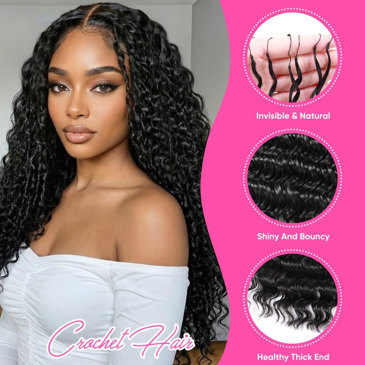 16 Inch 60g Curly Crochet Human Hair Knotless Pre-Separated Feather Remy Brazil