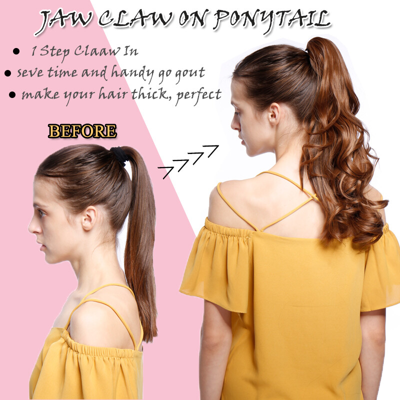 AAA+ Natural Jaw Claw On Ponytail Hair Extensions Clip In Hair Piece ExtraThick