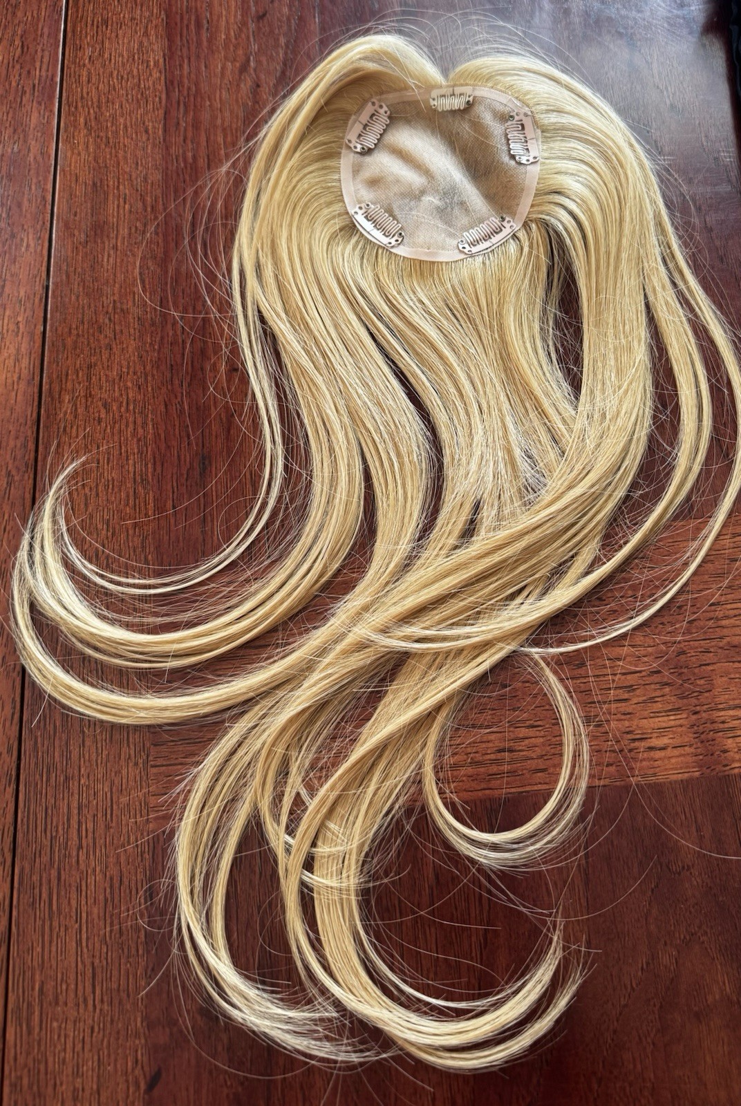 The Hair Shop Human Hair Topper 15” Blonde Highlighted Clip In Hair Piece