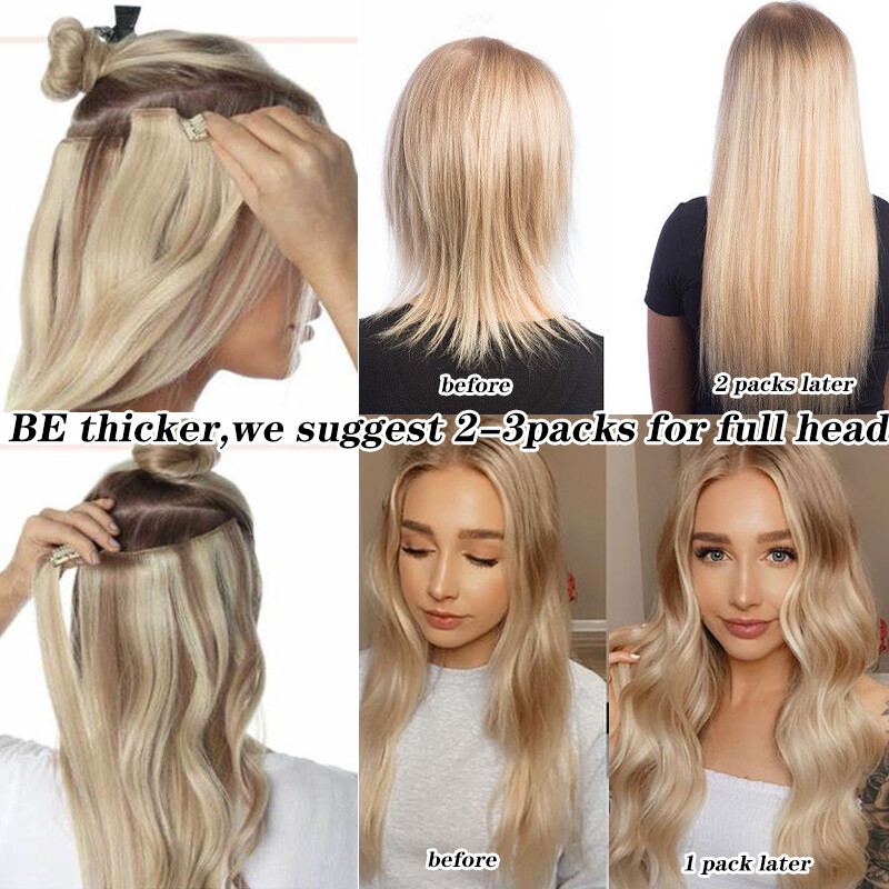 CLEARANCE Clip In 100% Real Remy Human Hair Extensions Full Head Highlight Long