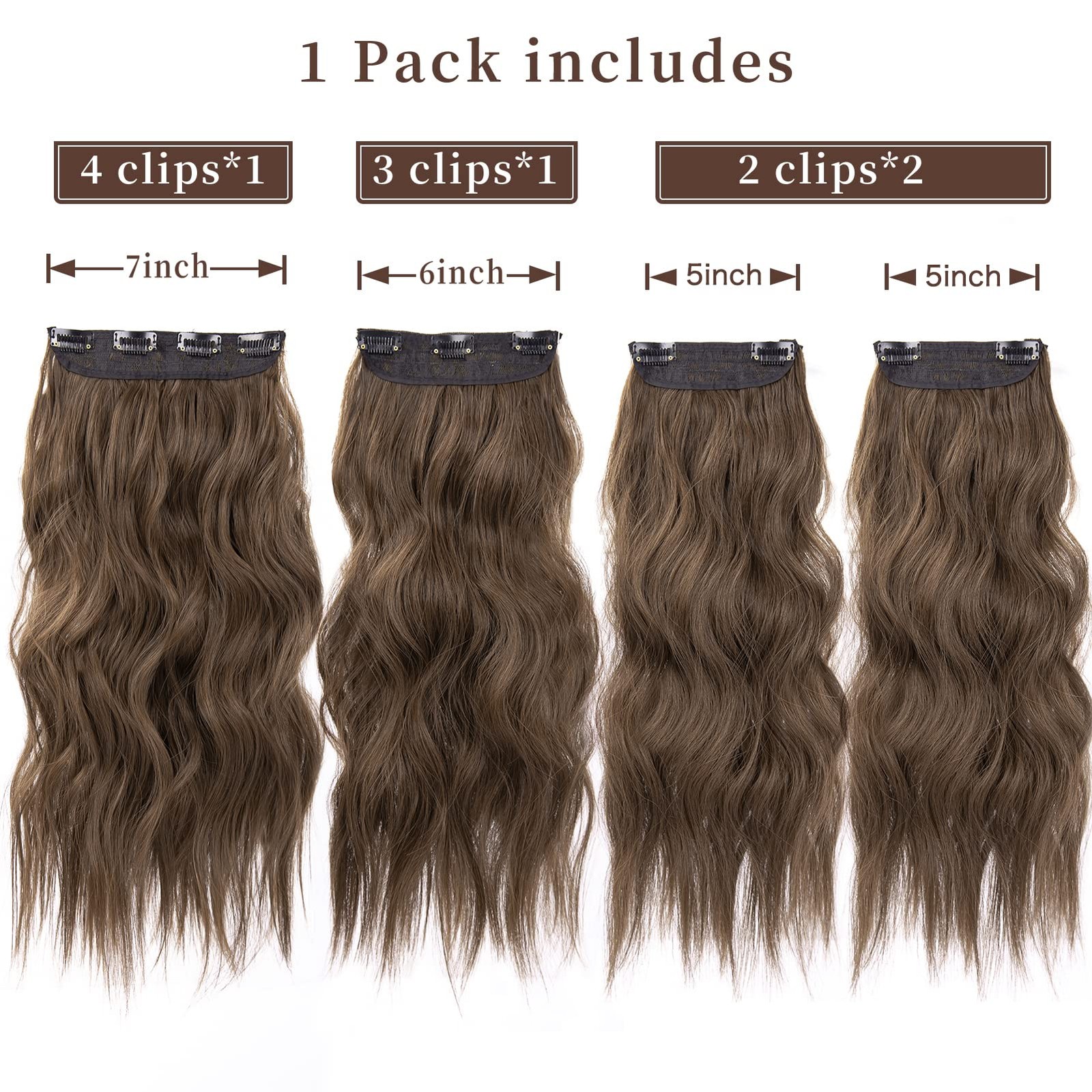 4Pcs Synthetic Clip in Hair Extensions, 20 Inches Long Curly Hair Extensions …