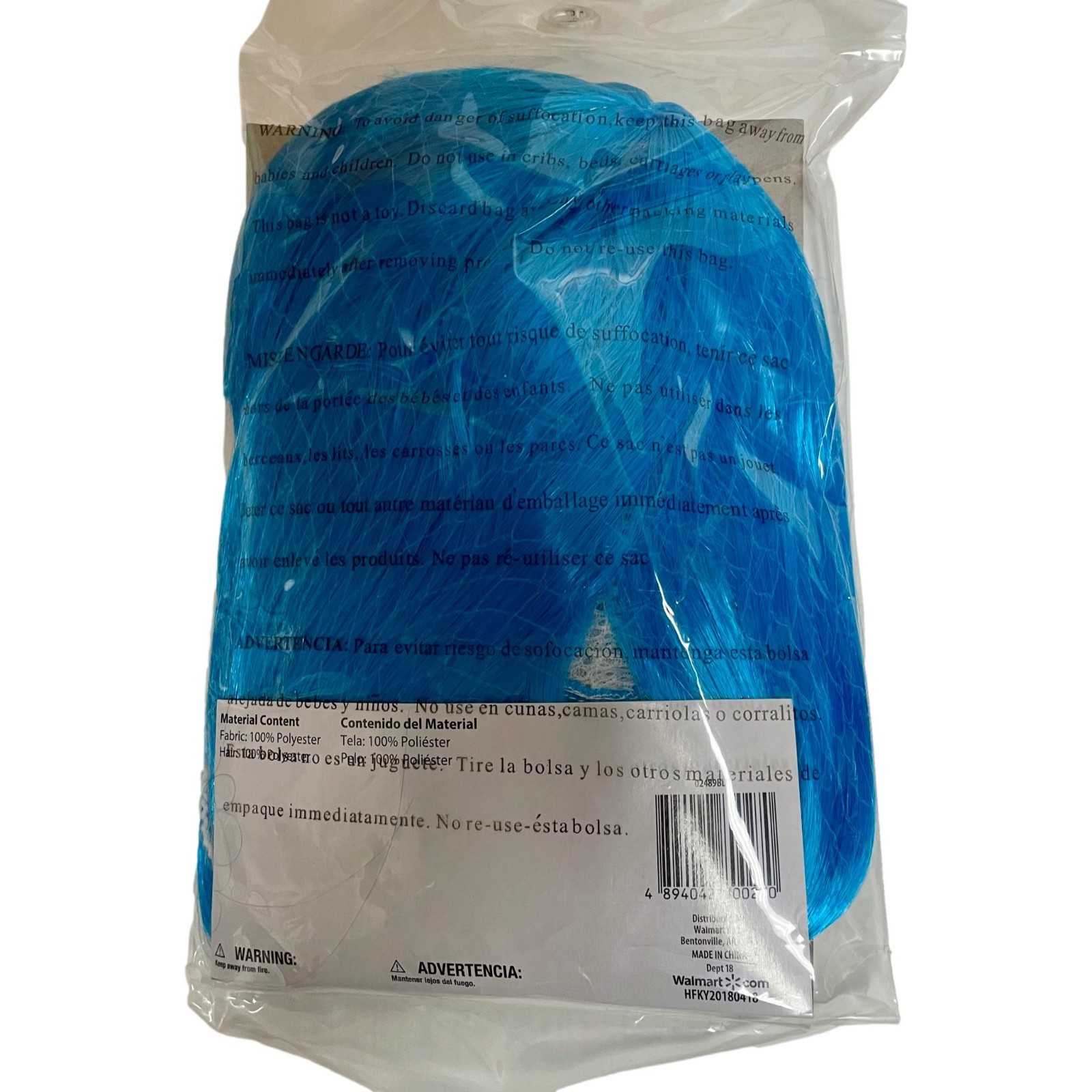 Blue Wig Long Bob with Bangs Halloween Costume Adult One Size Fits Most