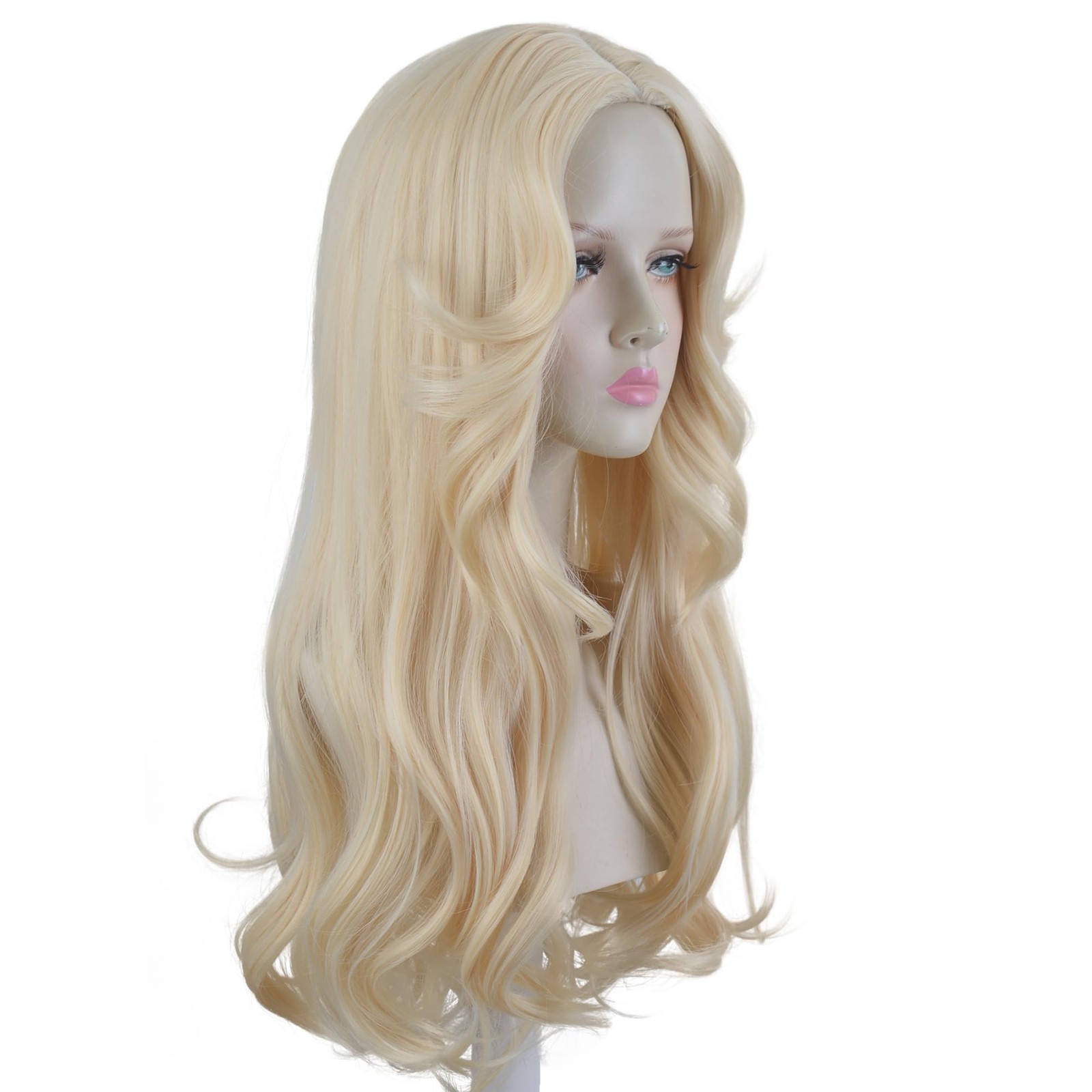 Blonde Wigs for Women, Long Wavy Blond Hair Middle Part Platinum Blonde Synth…