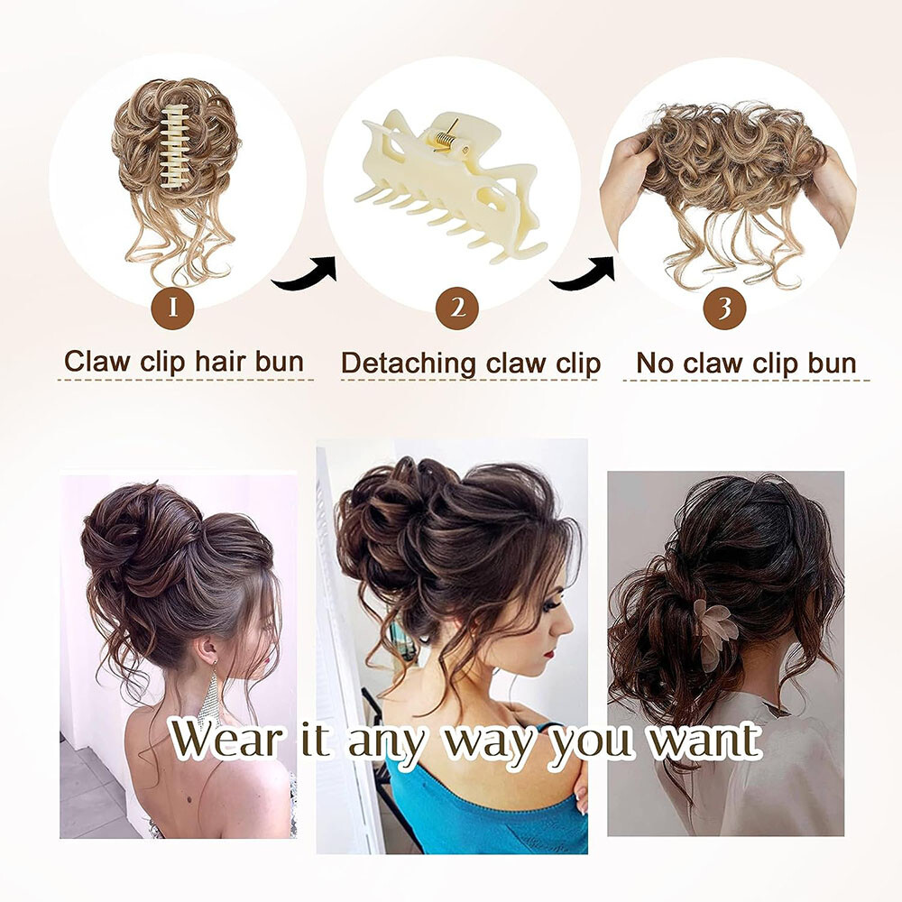 Large Thick Messy Bun Scrunchie Updo False Cover Curly Hair Extensions Hairpiece