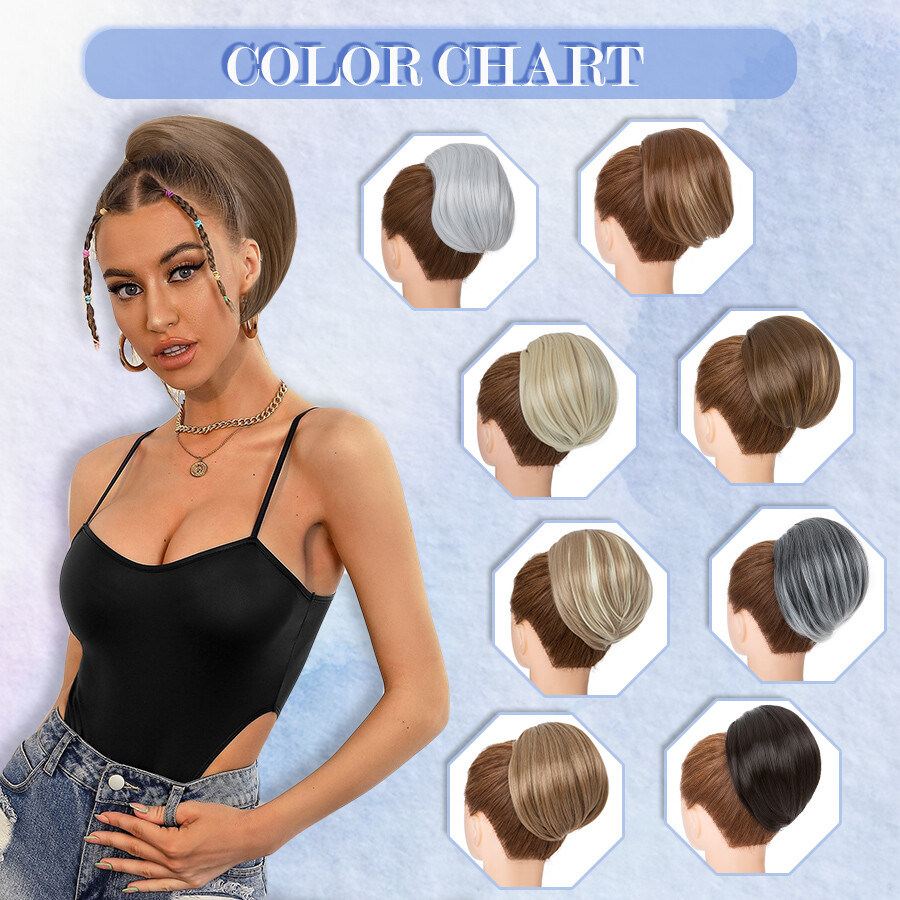 Elegant Drawstring Ponytail Comb Clip In Hair Bun Hepburn Chignon Extension Updo