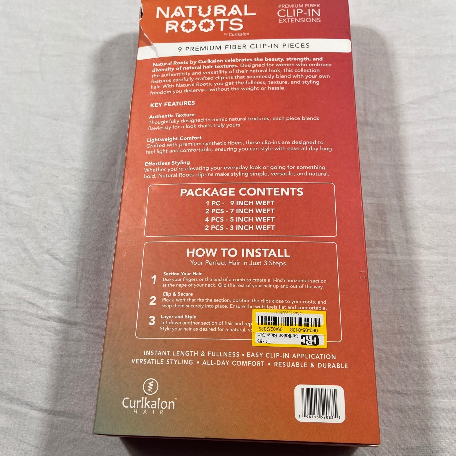 Natural Roots Clip-In Extensions Women 12 Natural Black NEW Blow Out Straight