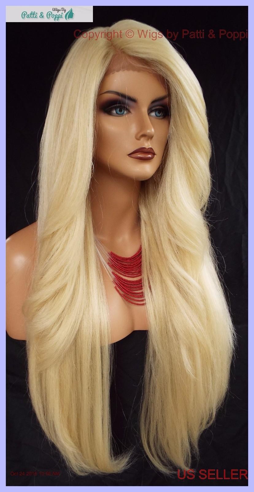 25″ Lace Front Wig Deep C-Part Heat Safe Straight Hair Color 613 Unisex