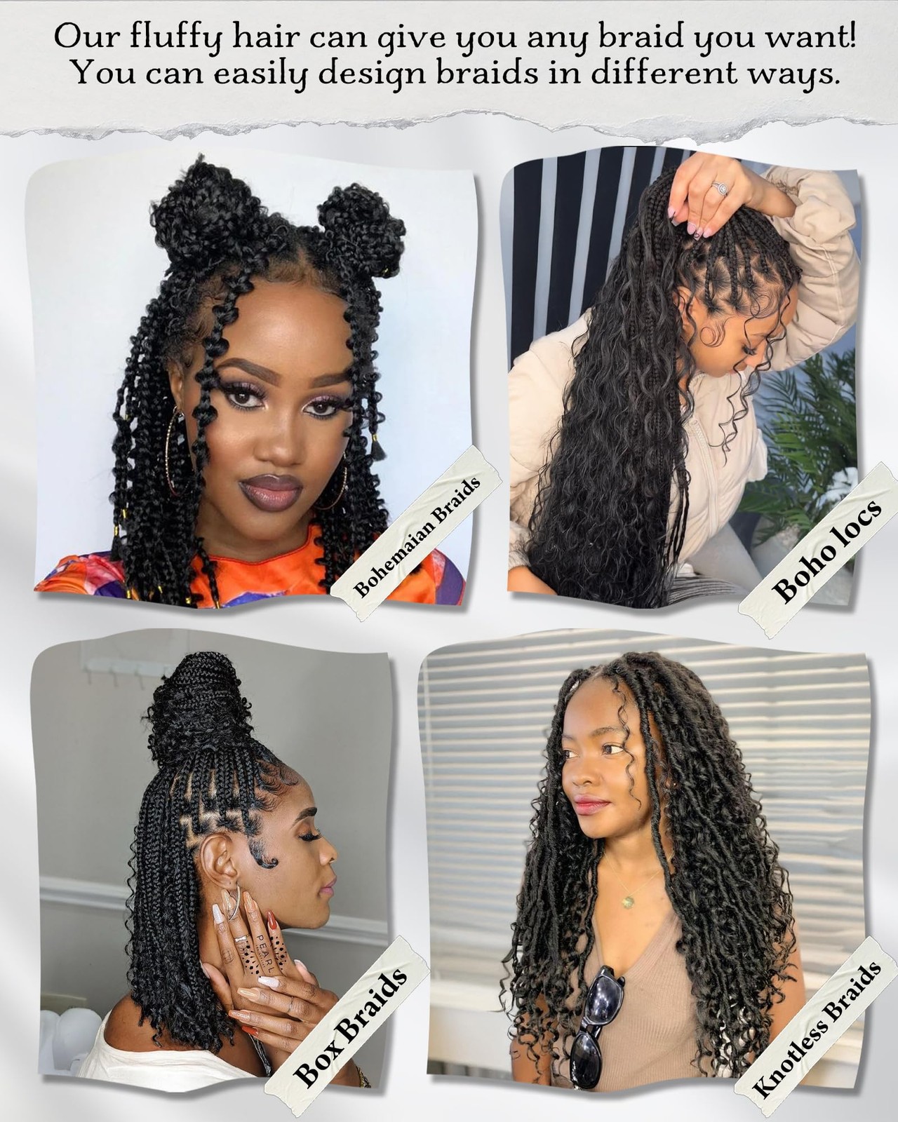Miss Sula Deep Wave Bulk Braiding Hair Extensions-18 Inches 4 Bundles Natural