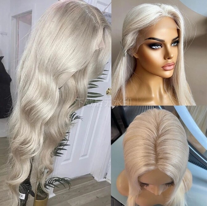 Platium Body Wave Lace Front Wig Human HairAsh Blonde Frontal Wig Human Hair