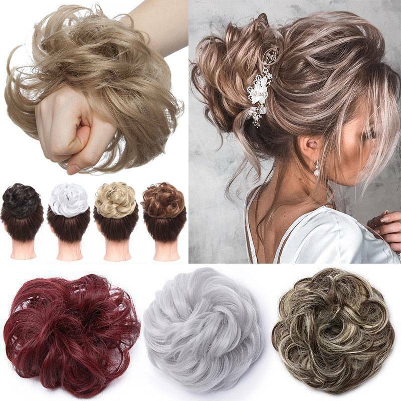 Large Messy Bun Hair Piece Scrunchie False Updo Cover Hair Extension Curly Thick