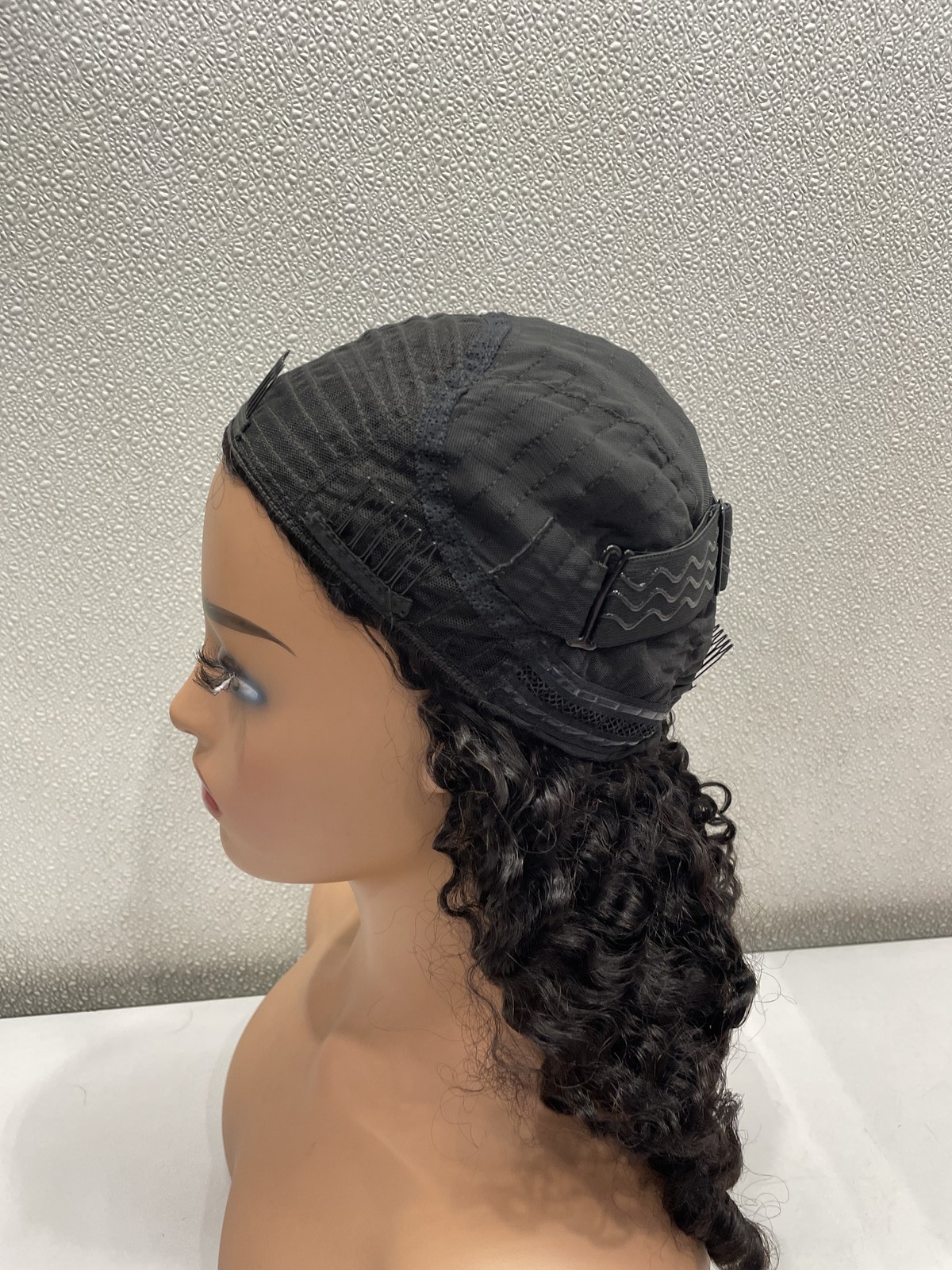 Lemoda Natural Black Burmese Curly Human Hair Glueless Half Wig, 22″