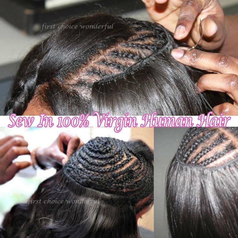 Straight 4*4 Lace Closure with 3 Bundles Weave Weft Virgin Human Hair Extensions