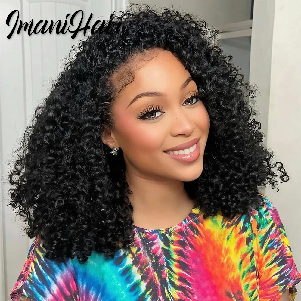 Kinky Curly Half Wig Human Hair Wear and Go Glueless Wigs Curly 3 In1 Wigs for W