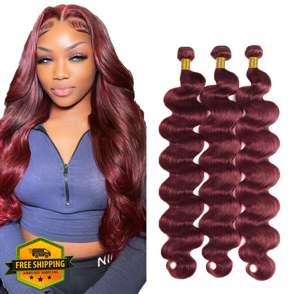 GtaiiReu 14 Inch #99J Burgundy BB Body Wave Bundles