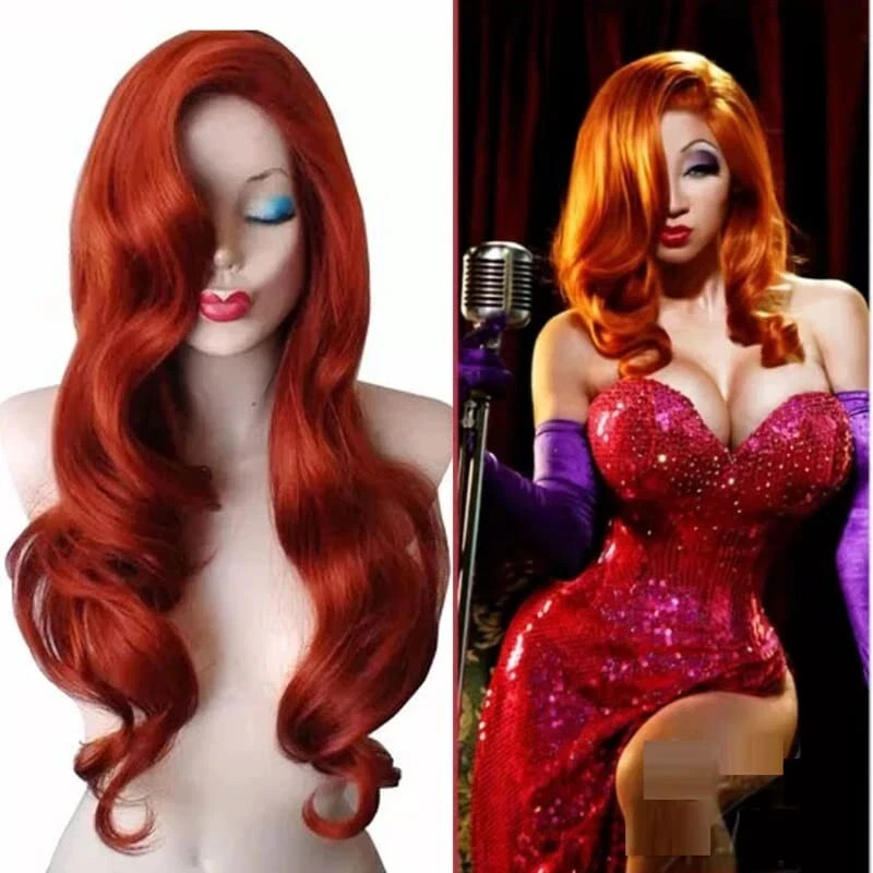 Red Wave Wig for Jessica Rabbit Cosplay Wig Red New One Size Fits All Unisex