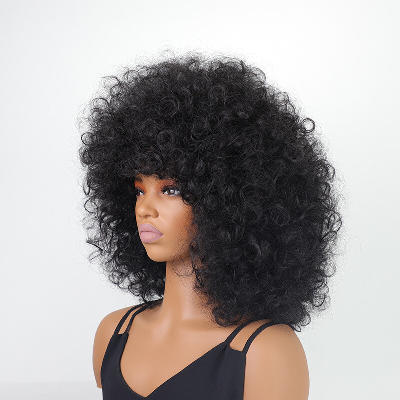 Afro Curly Wig 14Inch Afro Wigs for Black Women 70s Afro Kinky Curly Wig Black