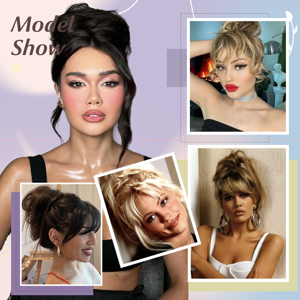 Large Messy Bun Scrunchie Hair Extensions Ponytail Blonde Hair piece As Human US