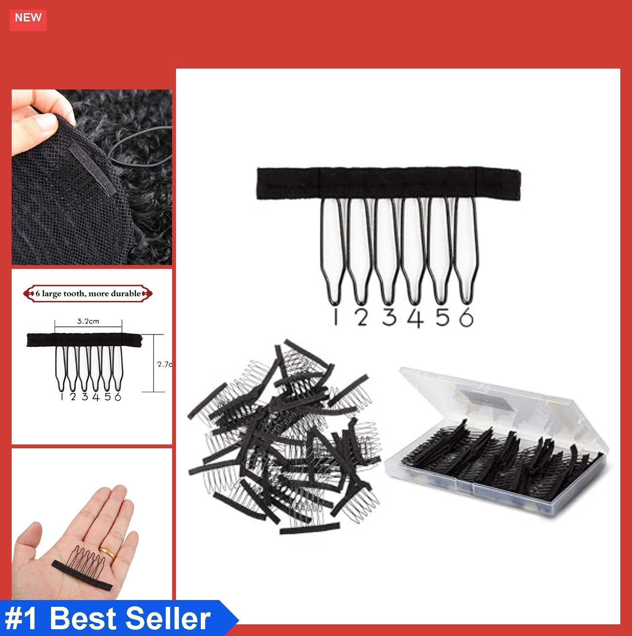 Stainless Steel Wig Combs 60 Pack Metal Hair Clips for Wig Making Caps DIY