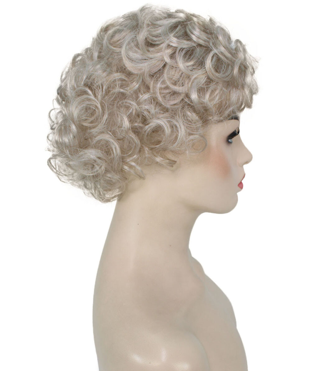 Monroe – Curly Kanekalon Synthetic Fiber Full Wig, 4 – 4.5 in, Light Silver Grey