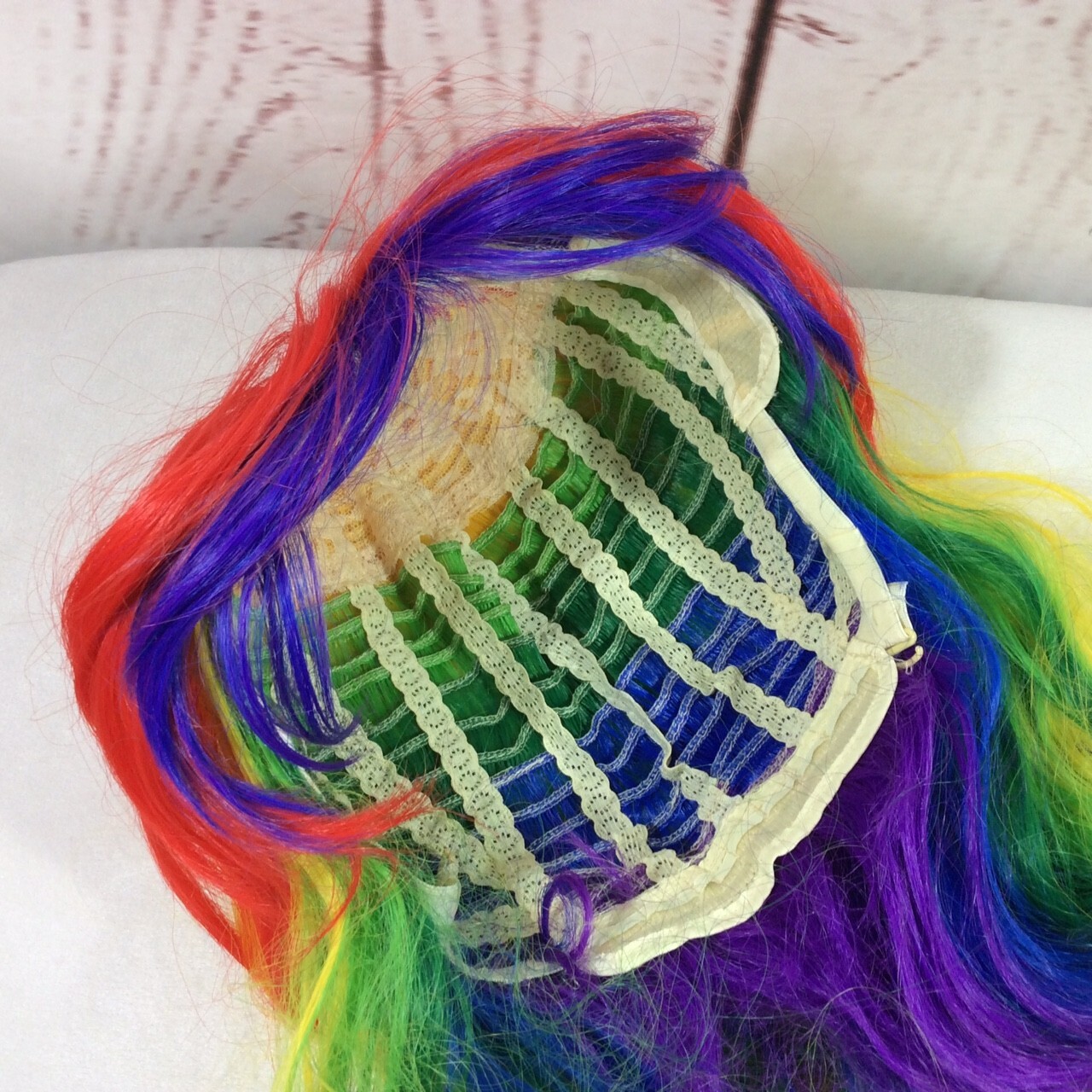 Rainbow Colorful Hair Wig 80s Rave Party Halloween Costume Cosplay Club Pride