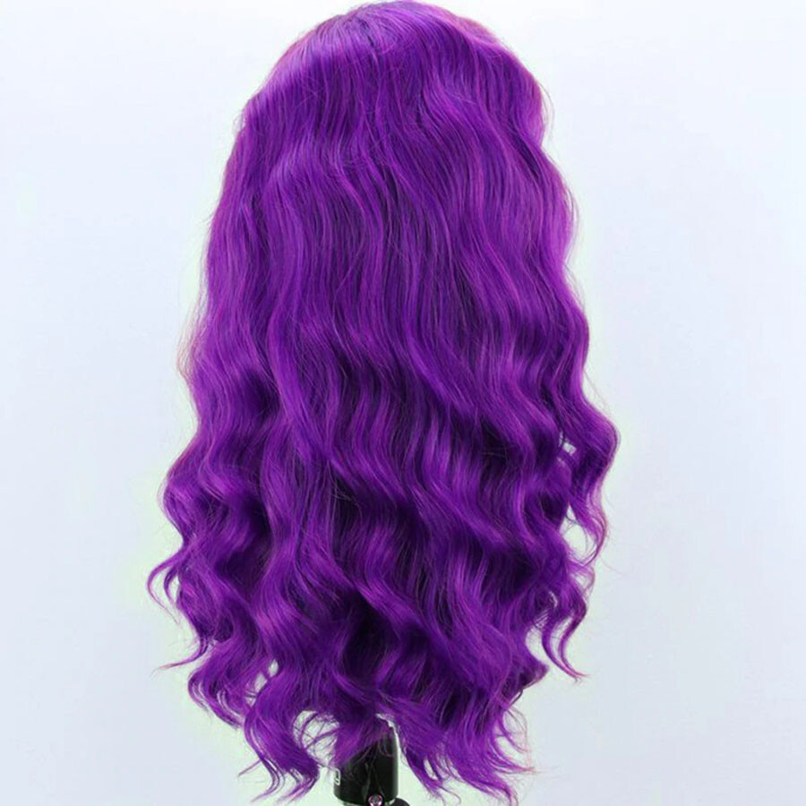Dark Purple Long Wavy Lace Front Wigs Synthetic Cosplay Party heat resistant Wig