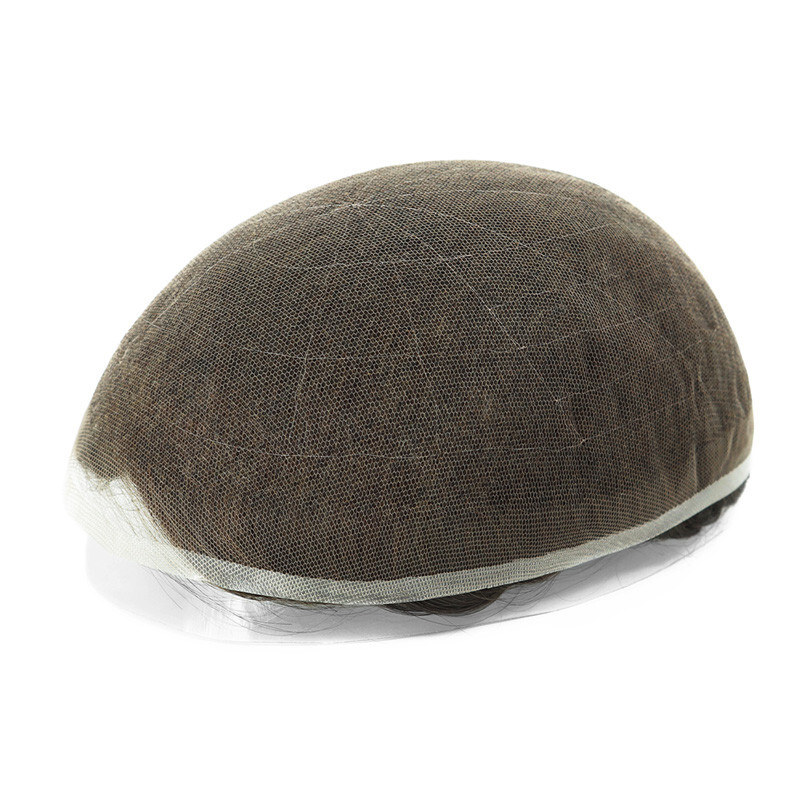 Mens Hair Toupee System Full French Lace Human Hair Medium Density Light Brown#7